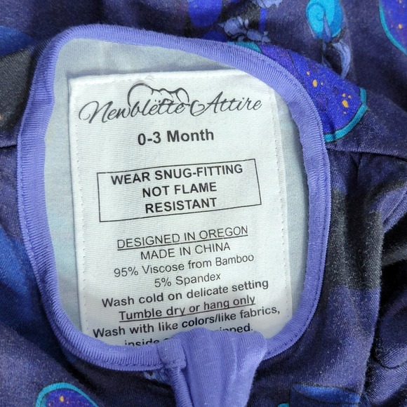 Newblette Attire Bamboo Convertible Zip Romper 0-3 Months Purple Warlock Witch - Picture 5 of 5